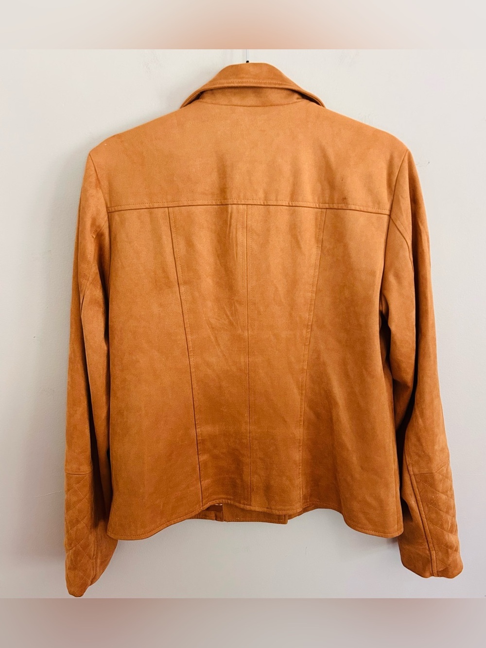 KUT From The Kloth Faux Suede Moto Jacket Camel Brown Size L - Picture 4 of 7